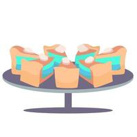 Sliced cake on a tray. Vector cartoon illustration