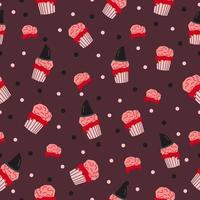 Halloween brain cupcake pattern. Seamless vector