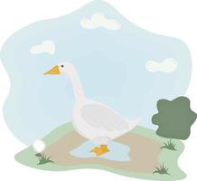 goose on a meadow vector