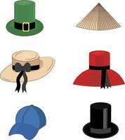 set of multi-colored hats vector