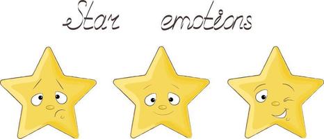 set of cartoon yellow stars with different emotions vector