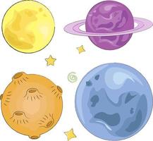 set of images of various planets vector