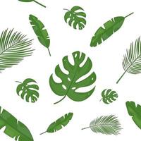 pattern with tropical green leaves vector