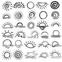 Collection of sun hand draw. vector