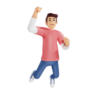 Young people happy jumping 3d character illustration png