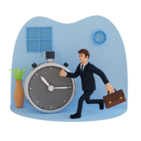 businessman in a hurry 3d character illustration png