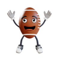 Amerikaans Amerikaans voetbal mascotte jumping voor vreugde 3d karakter illustratie png