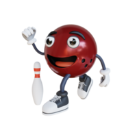 bowling bal mascotte is rennen 3d karakter illustratie png