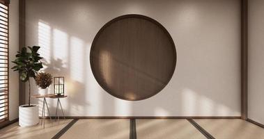 diseño de interiores de yoga, limpieza de habitaciones minimalistas al estilo japonés. representación 3d foto