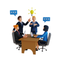 business people doing discussion 3d character illustration png