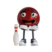 Bowling-Kugel-Maskottchen mit gekreuzten Armen 3D-Charakterillustration png