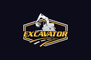 Excavator logo template vector. Heavy equipment logo vector for construction company. Creative excavator illustration for logo template.