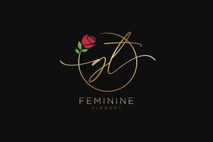 monograma de belleza del logotipo femenino inicial gt y diseño de logotipo elegante, logotipo de escritura a mano de la firma inicial, boda, moda, floral y botánica con plantilla creativa. vector