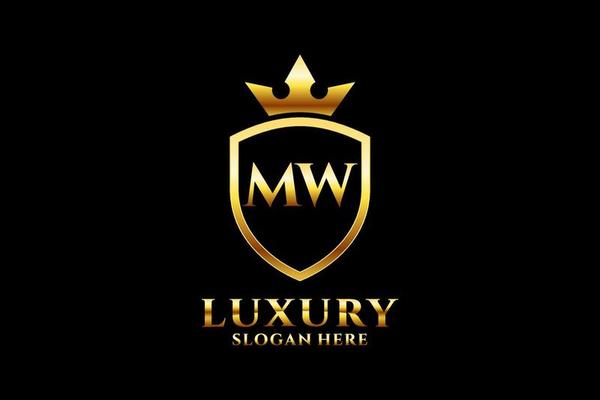 Mw Monogram Logo Initial Shield Crown Stock Vector (Royalty Free)  2233669089