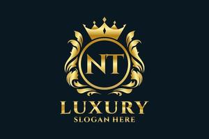 Initial NT Letter Royal Luxury Logo template in vector art for luxurious branding projects and other vector illustration.