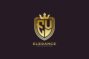 initial EV elegant luxury monogram logo or badge template with scrolls and royal crown - perfect for luxurious branding projects vector