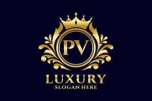 Initial PV Letter Royal Luxury Logo template in vector art for luxurious branding projects and other vector illustration.