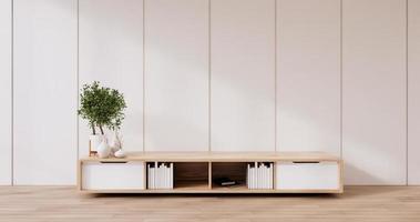 gabinete, diseño de madera, en, habitación blanca, interior, moderno, style., 3d, interpretación foto