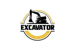 Excavator logo template vector. Heavy equipment logo vector for construction company. Creative excavator illustration for logo template.