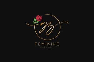 initial GZ Feminine logo beauty monogram and elegant logo design, handwriting logo of initial signature, wedding, fashion, floral and botanical with creative template. vector