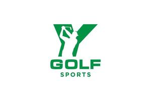 logotipo de icono de letra del alfabeto y para plantilla de vector de diseño de logotipo de golf, etiqueta vectorial de golf, logotipo de campeonato de golf, ilustración, icono creativo, concepto de diseño