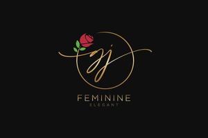 initial GJ Feminine logo beauty monogram and elegant logo design, handwriting logo of initial signature, wedding, fashion, floral and botanical with creative template. vector