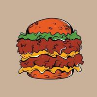 ilustración de vector de hamburguesa especialmente hecha para uso de marca publicitaria y así sucesivamente