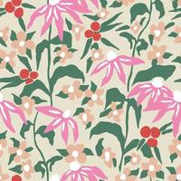 Vector hand-drawn flower illustration seamless repeat pattern