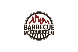 Vintage Retro Rustic BBQ Grill, Barbecue, Barbeque Label Stamp Logo design vector
