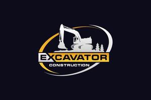 Excavator logo template vector. Heavy equipment logo vector for construction company. Creative excavator illustration for logo template.