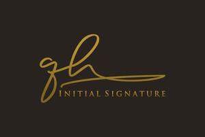 Initial QH Letter Signature Logo Template elegant design logo. Hand drawn Calligraphy lettering Vector illustration.