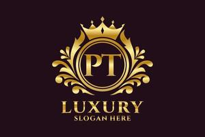 Initial PT Letter Royal Luxury Logo template in vector art for luxurious branding projects and other vector illustration.