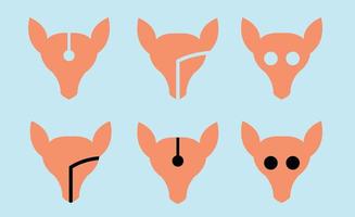 Deer head flat vector icon set for design element, logo, or mascot template