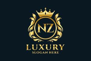 Initial NZ Letter Royal Luxury Logo template in vector art for luxurious branding projects and other vector illustration.