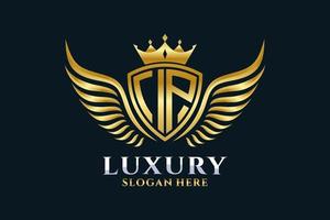 Luxury royal wing Letter IP crest Gold color Logo vector, Victory logo, crest logo, wing logo, vector logo template.