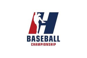 letra h con diseño de logotipo de béisbol. elementos de plantilla de diseño vectorial para equipo deportivo o identidad corporativa. vector