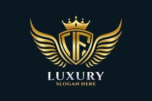 Luxury royal wing Letter IF crest Gold color Logo vector, Victory logo, crest logo, wing logo, vector logo template.
