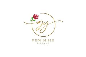 initial GY Feminine logo beauty monogram and elegant logo design, handwriting logo of initial signature, wedding, fashion, floral and botanical with creative template. vector