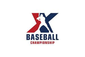 Letter X with Baseball Logo Design. Vector Design Template Elements for Sport Team or Corporate Identity.