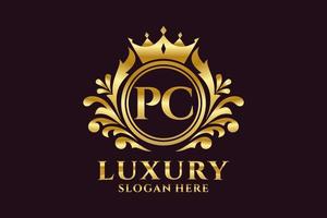 Initial PC Letter Royal Luxury Logo template in vector art for luxurious branding projects and other vector illustration.