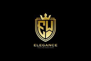 initial EW elegant luxury monogram logo or badge template with scrolls and royal crown - perfect for luxurious branding projects vector