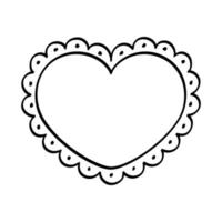 Heart scalloped frame doodle line art illustration clipart vector