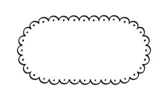 Long rounded scallop frame doodle line art illustration clipart vector