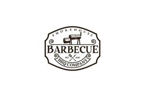 Vintage Retro Rustic BBQ Grill, Barbecue, Barbeque Label Stamp Logo design vector