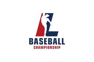 letra l con diseño de logotipo de béisbol. elementos de plantilla de diseño vectorial para equipo deportivo o identidad corporativa. vector