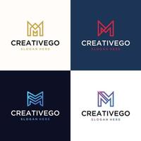 Vector graphic set of letter M logo design template