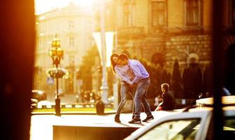 Couple have fun in the city photo