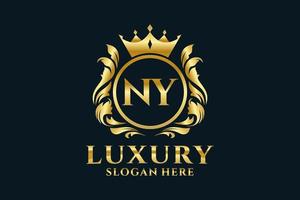 Initial NY Letter Royal Luxury Logo template in vector art for luxurious branding projects and other vector illustration.