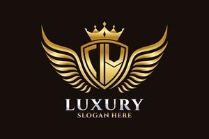 Luxury royal wing Letter IV crest Gold color Logo vector, Victory logo, crest logo, wing logo, vector logo template.