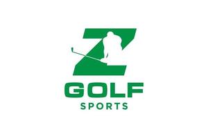 logotipo de icono de letra alfabética z para plantilla de vector de diseño de logotipo de golf, etiqueta vectorial de golf, logotipo de campeonato de golf, ilustración, icono creativo, concepto de diseño